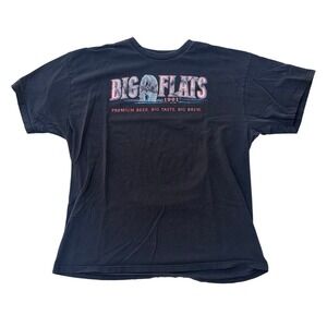 Vintage Big Flats 1901 Premium Beer Graphic T-Shirt Mens‎ Black Short Sleeve